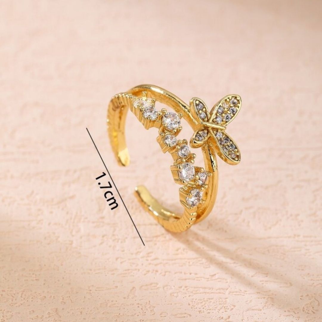 Shiny Butterfly Zircon  Ring