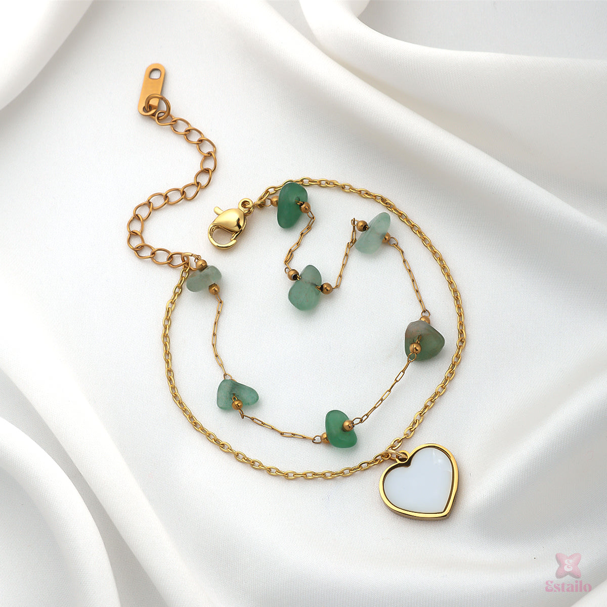 Green Heart Charm Bracelet