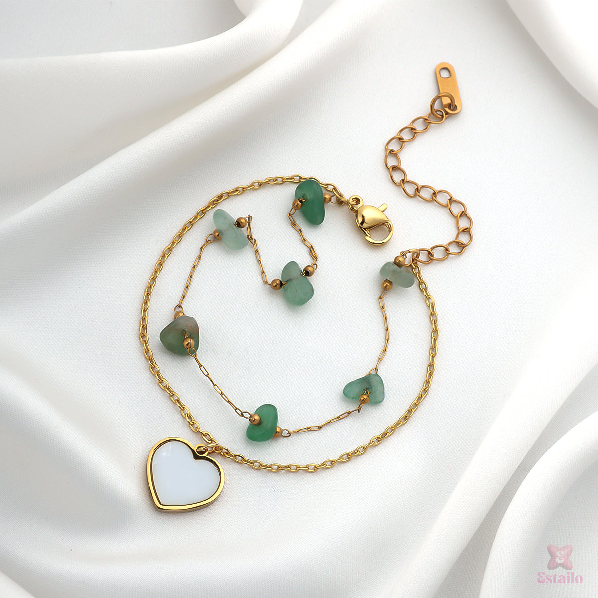 Green Heart Charm Bracelet