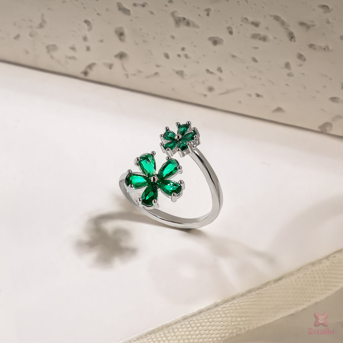 Emerald Blossom Ring