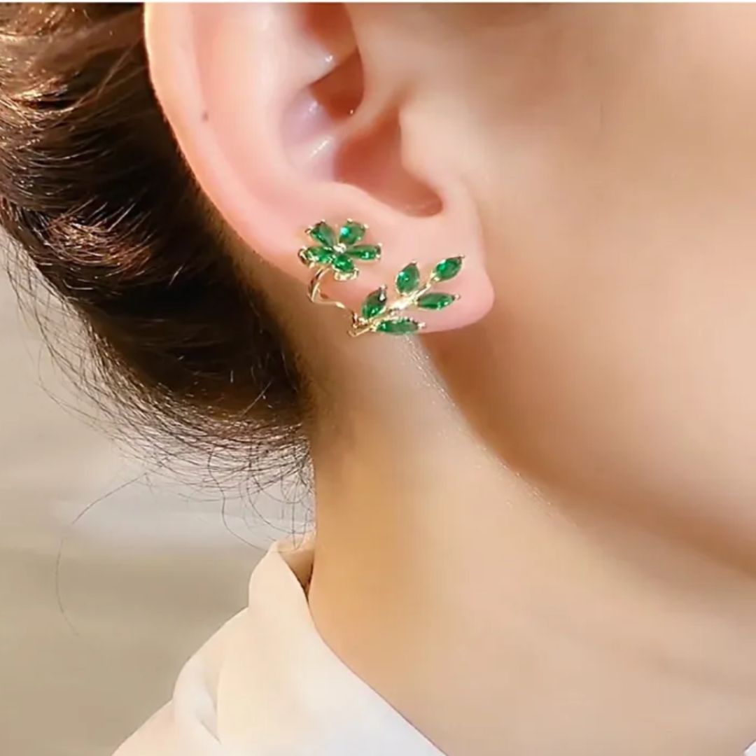 Emerald Floral Drop Earrings