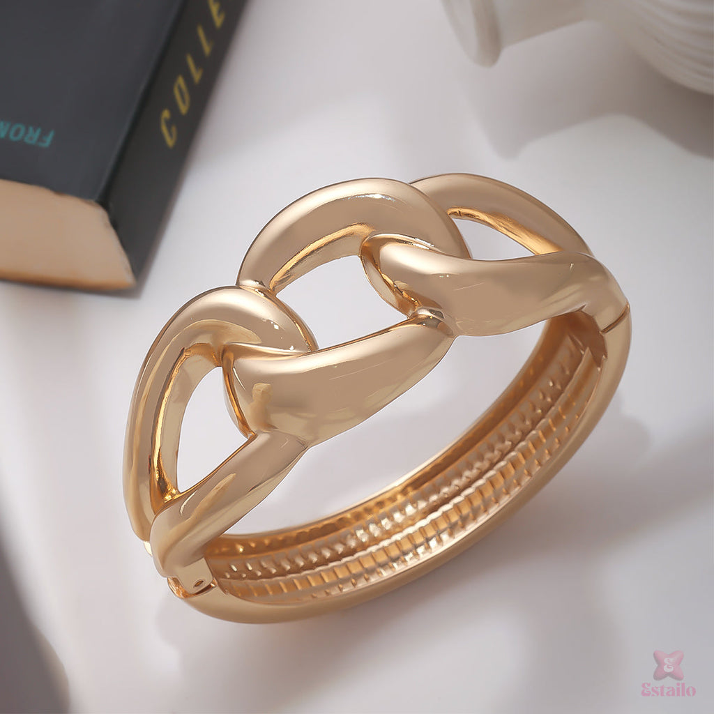 Gilded Linked Cuff Bracelet