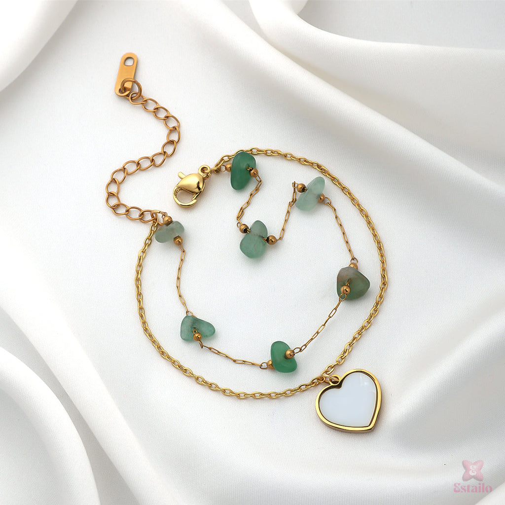 Green Heart Charm Bracelet