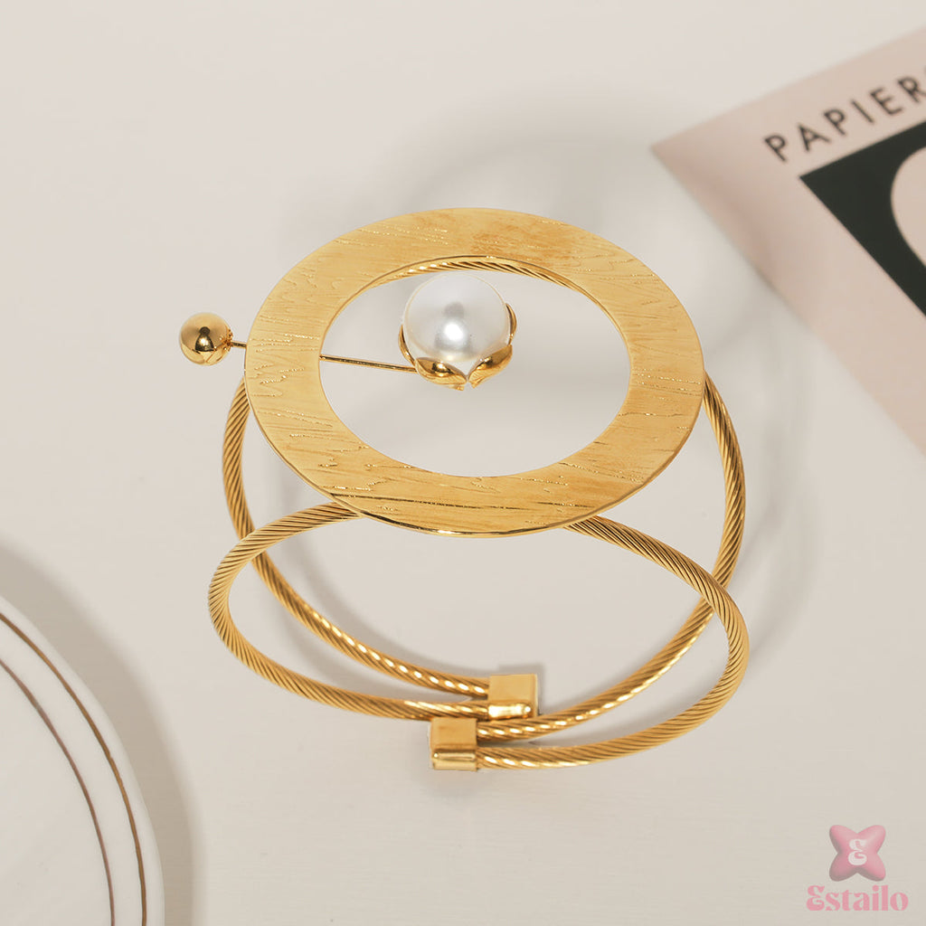 Orbital Pearl Cuff Bracelet