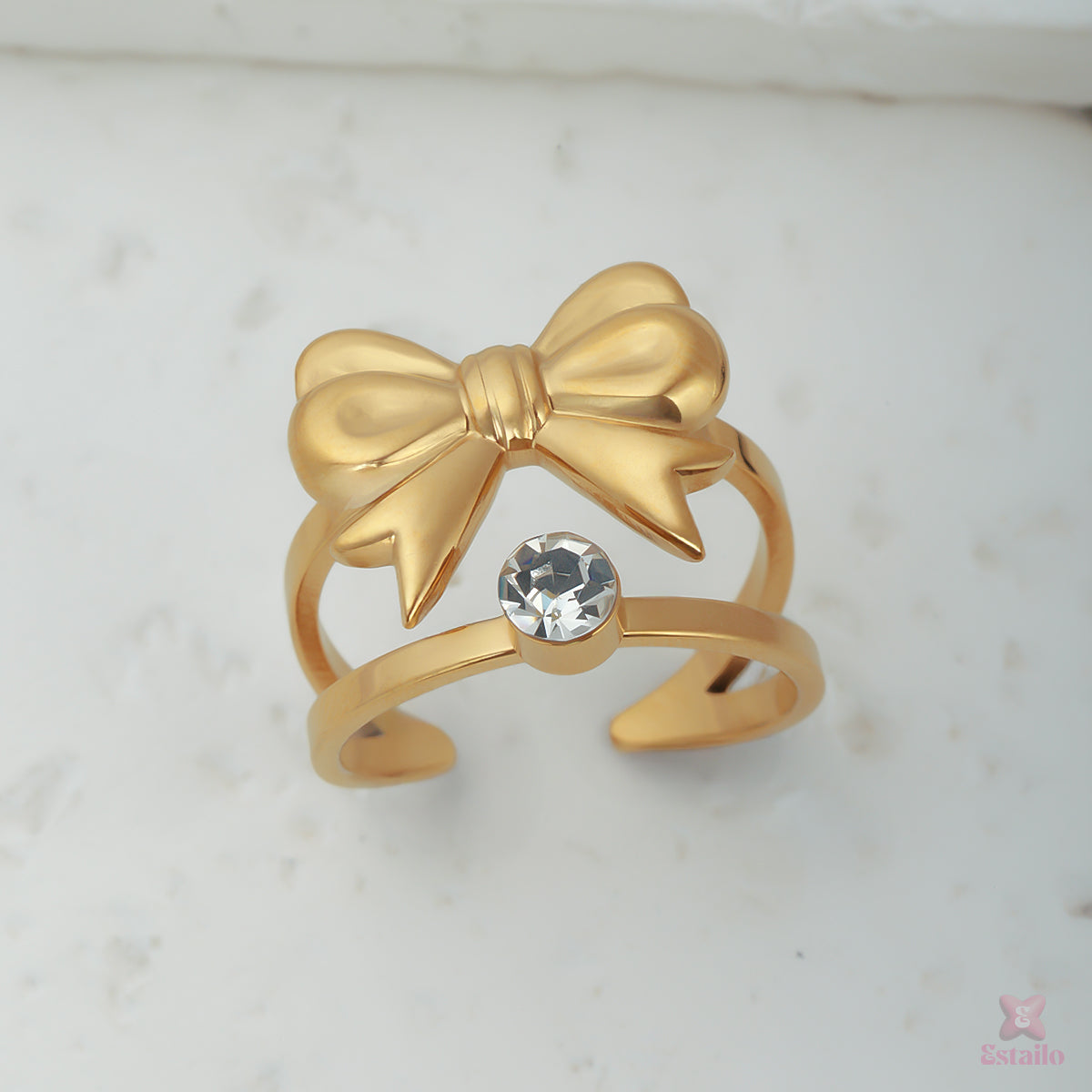 Twin Shine Bow & Gem Ring
