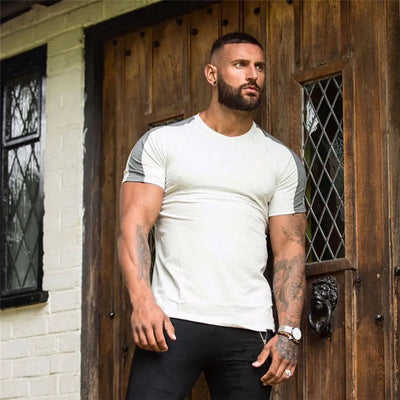 Men's Gym tshirt Men Running Sport T-shirt Fitness Bodybuilding Cotton Slim Tee shirt Tops Summer Male Jogging Training Clothing
