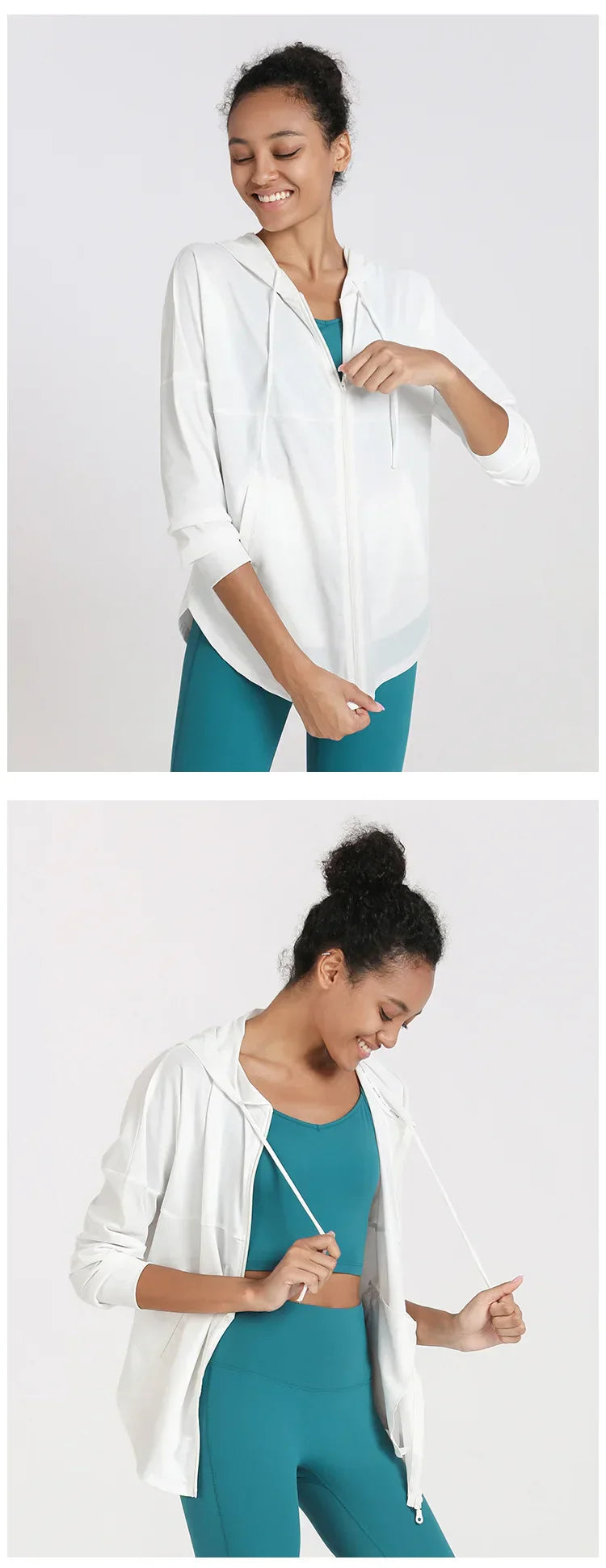 Summer Women Sport Jacket Thin Loose Zipper Yoga Coat Sun-Protective Clothes Top Fitness Running Hoodies Gym Workout Sweatshirts
