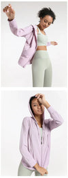 Summer Women Sport Jacket Thin Loose Zipper Yoga Coat Sun-Protective Clothes Top Fitness Running Hoodies Gym Workout Sweatshirts
