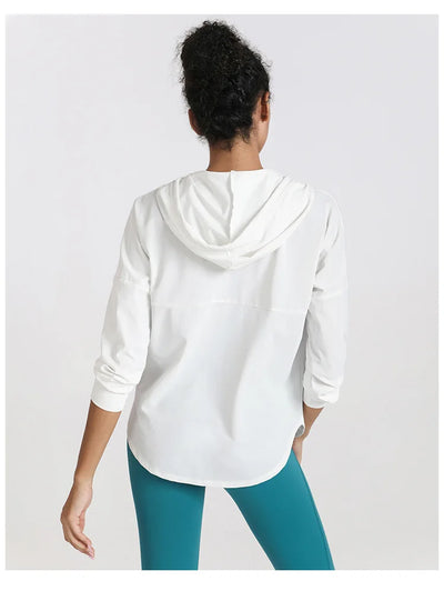 Summer Women Sport Jacket Thin Loose Zipper Yoga Coat Sun-Protective Clothes Top Fitness Running Hoodies Gym Workout Sweatshirts