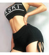 Summer Sport Shorts Casual Solid Elastics High Waist Side Drawstring Push Up Gym Shorts Women Fitness Yoga Shorts Streetwear