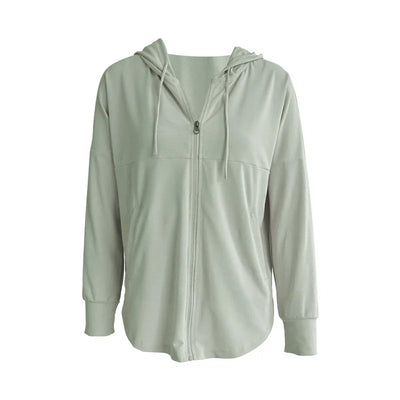 Summer Women Sport Jacket Thin Loose Zipper Yoga Coat Sun-Protective Clothes Top Fitness Running Hoodies Gym Workout Sweatshirts