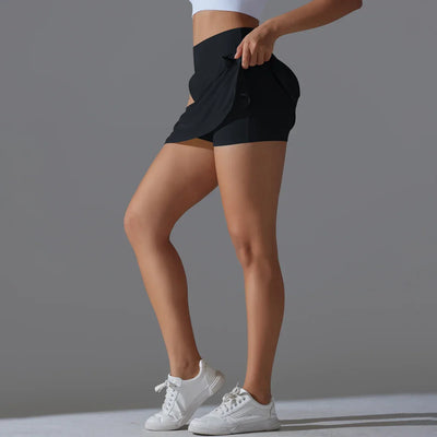 Women Gym Running Shorts Double Deck Quick Dry Gym Sport Shorts Fitness Jogging Workout Shorts With Pocket Sports Tight Short