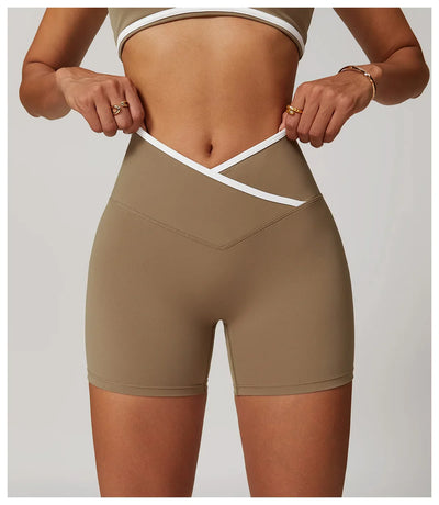 Yoga Shorts Women Fitness Shorts V-shaped Waist Running Cycling Shorts Breathable Sports Leggings High Waist Workout Gym Shorts
