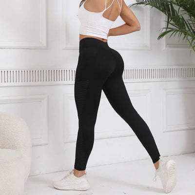 Women's Yoga Leggings with Work-Style Pockets Black Tight-Fit Sports Base Layer Fitness Pants for Gym Workout and Daily We