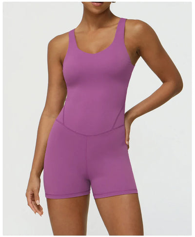 Women Fitness Jumpsuit Sleeveless Shorts Set Tank Top Yoga Gym Activewear Training Running Jumpsuit