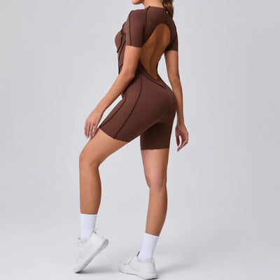 Short Jumpsuit Gym Clothes For Women Sportswear Fitness Overalls Backless Scrunch Booty Yoga Suit Sports Set Outfit