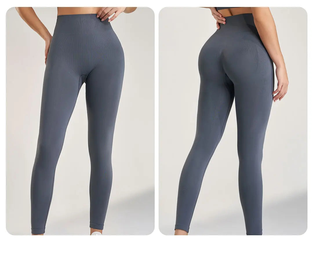 Women's Sports Fitness Leggings Seamless High Waist Stretch Solid Color Yoga Leggings Training Running Gym Quick Dry Breathable