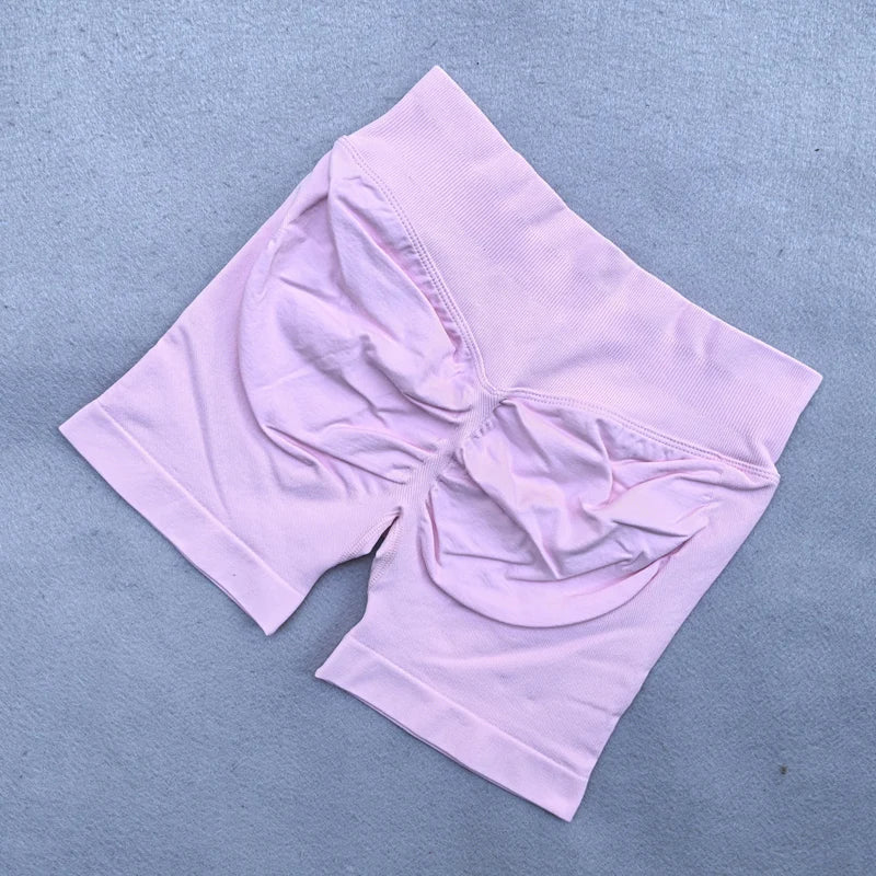 Sports Shorts Women Low Ribbed Waistband Yoga Shorts Seamless Workout Gym Scrunch Shorts Booty High Stretch Running Shorts