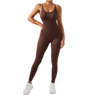 Jumpsuit Women One-piece Outfit  Sleeveless Square Neck  Bodysuit  Casual Streetwear Playsuits Sport Fitness Jumpsuit Women