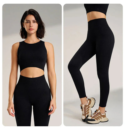 Women's sports fitness suit yoga running shock bra underwear slim leg lift hip tight base nine minutes trousers