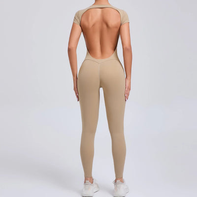 Women's Yoga Jumpsuit Fitness Sport Set Overalls Gym Clothing Wear Pilates Workout Clothes Women Short Sleeves Outfit Activewear
