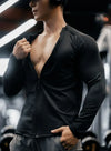 Men's Compression Jacket cardigan zipper Shirts Light Weight Slim Fit Long Sleeve Workout T-Shirts gym elasticity coat men tops