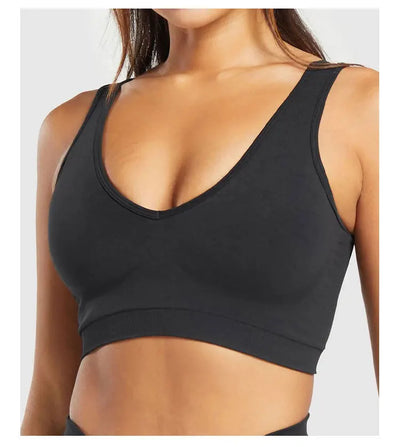 Sports Bra  Seamless Halter Neck Strap Bra Open Back Fitness Yoga Top Bras Support Women Workout Gym Crop Top