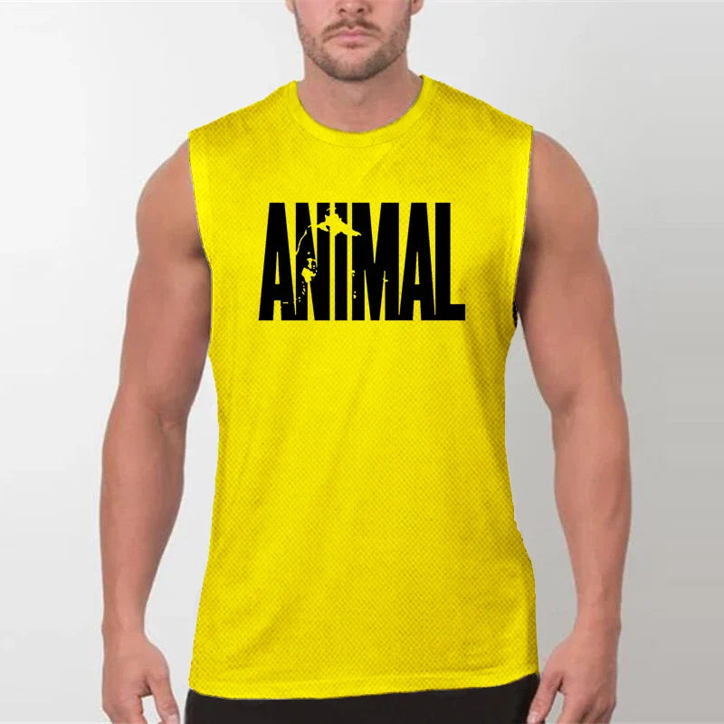 Mens Gym Tank Tops Animal Print Mesh Bodybuilding Clothing Fitness Sleeveless Shirt Quick Dry Basketball Jerseys Sports Vest