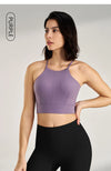 Women's sexy halter top gym high intensity workout yoga clothing gathered shockproof sports underwear yoga undershirt