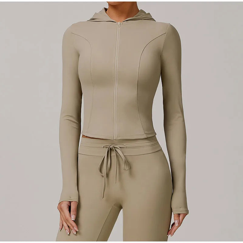 Women Sports Zipper Jacket Yoga Long Sleeved Shirts Summer Sun Protection Clothing Fitness Running Gym Tops UV Resistant Coat