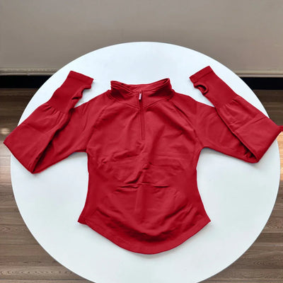 Half Zippy Jacket Women Running Long Sleeves Gym Coats Sports Shirts Gym Fitness Workout Pilates Clothes