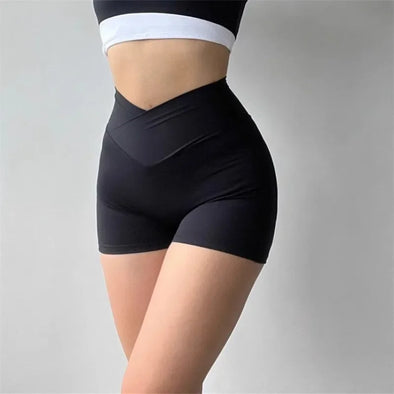 Women's fitness shorts  high-waisted buttock-lifting  tight  quick-drying  sporty yoga three-quarter shorts