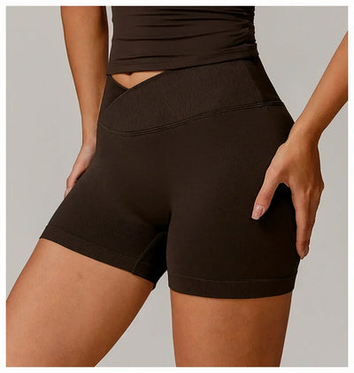 Women's fitness shorts  high-waisted buttock-lifting  tight  quick-drying  sporty yoga three-quarter shorts