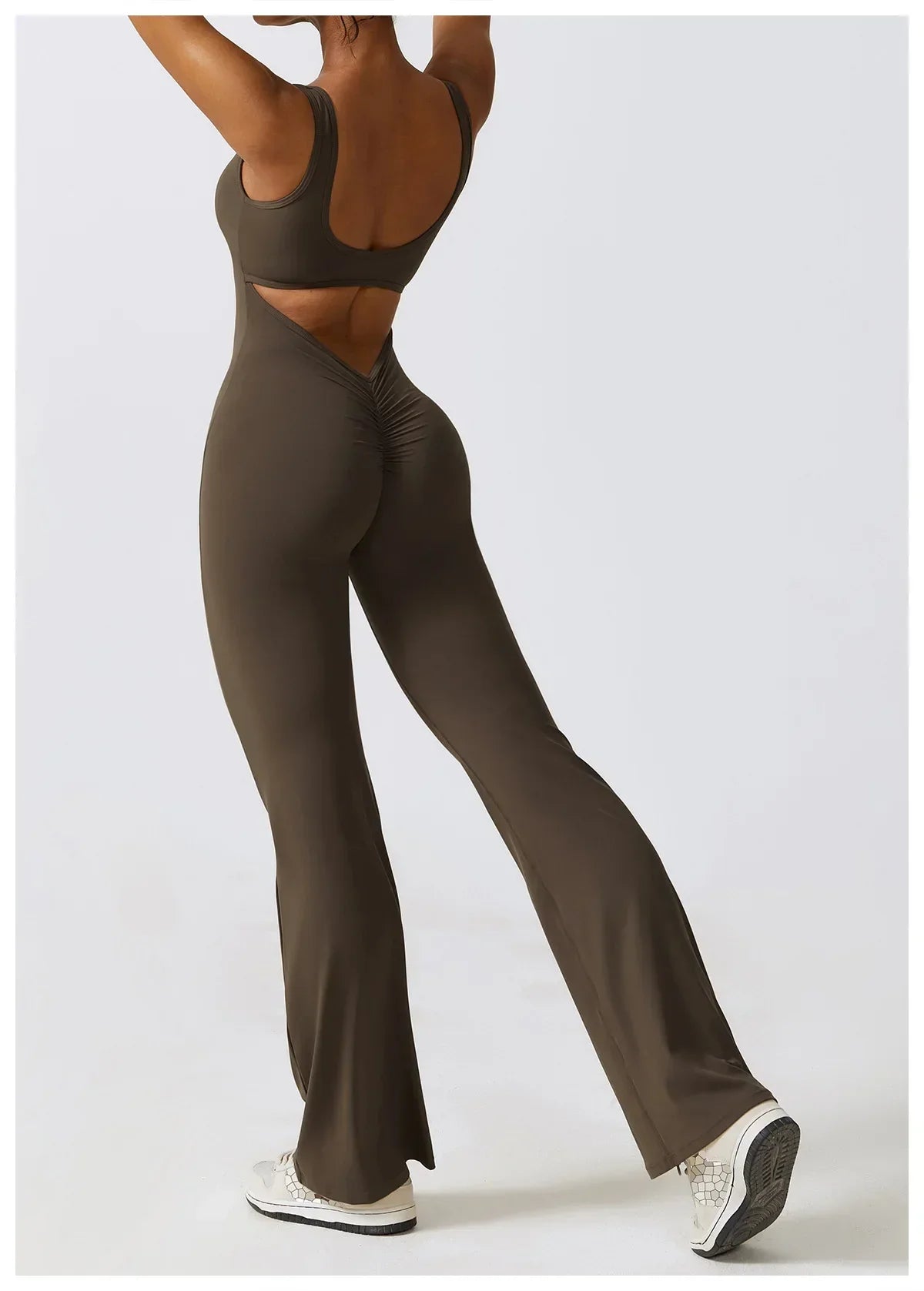 Women Gym Set Training Yoga Suit Sportswear Sports Jumpsuit Fitness Rompers Stretch Female High Waist  Seamless Flare Pants