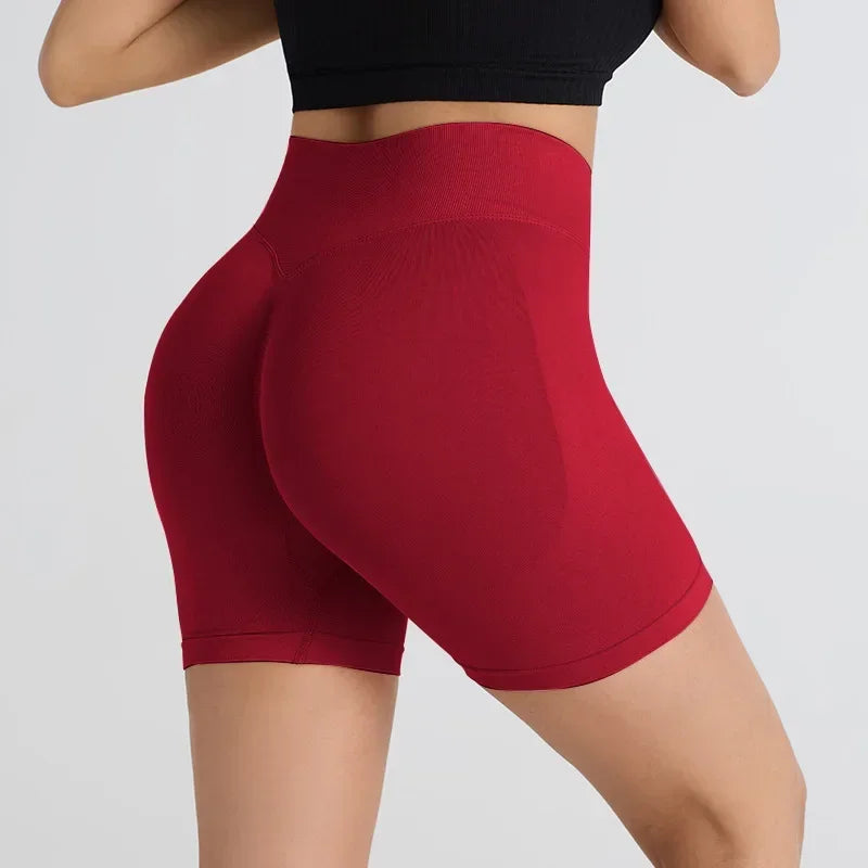 Women Yoga Shorts High Waist Gym Workout Shorts Fitness Yoga Lift Butt Fitness Ladies Yoga Gym Running Short Pants Sportswear