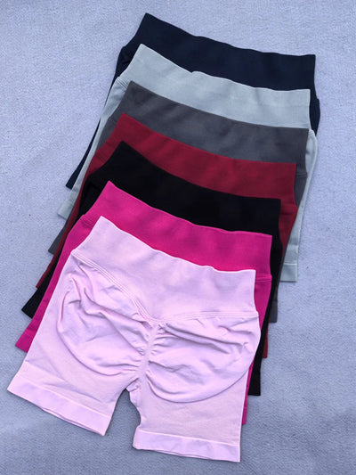 Gym Shorts Women Fitness Sports Biker Shorts 4.5" Low Ribbed Band Yoga Shorts Workout Scrunch Butt Seamless Leggings