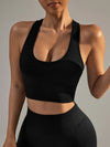 Seamless Sport Bras Gym Top High Intensity Underwear Running Training Yoga Bra Shockproof Ribbed  Fitness Yoga Vest Crop Top