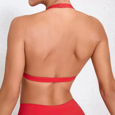 Sexy Sports Bra Women Seamless Halter Neck Strap Bra Open Back Yoga Top Bra Medium Support Gym Crop Top Mujer Underwear Girl