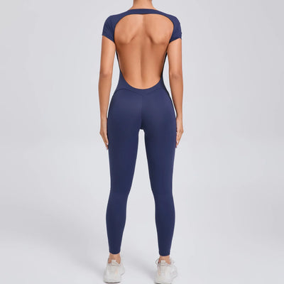 Women's Yoga Jumpsuit Fitness Sport Set Overalls Gym Clothing Wear Pilates Workout Clothes Women Short Sleeves Outfit Activewear