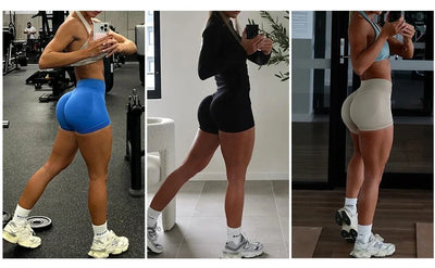 Sports Shorts Women Low Ribbed Waistband Yoga Shorts Seamless Workout Gym Scrunch Shorts Booty High Stretch Running Shorts