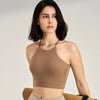 Women's sexy halter top gym high intensity workout yoga clothing gathered shockproof sports underwear yoga undershirt