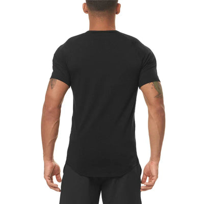 Gym Fitness Bodybuilding Muscle T-shirts Mens Fashion Hip Hop Slim Fit Sport Clothing Summer Quick Dry Breathable Sport Shirts