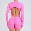 Women Gym Suits Women V Back Scrunch Whole Suit Push Up Sports Suit Women Fitness Suit with Zipper Training Clothes One-Piece