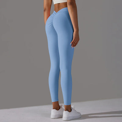 Women Fitness Leggings Workout Gym Running Scrunch Leggings Sexy Back V High Waist Trousers Jogging Active Wear Tight Pants