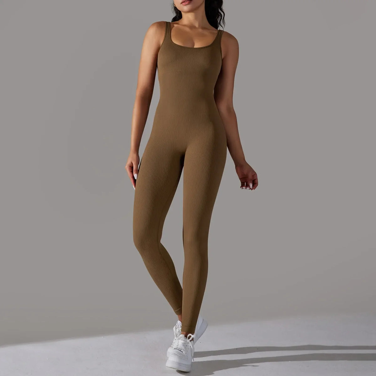 Women's Fitness seamless jumpsuit Solid Color Sports Jumpsuit Fitness Yoga Suit Jumpsuit Set Summer Ribbed Shapewear