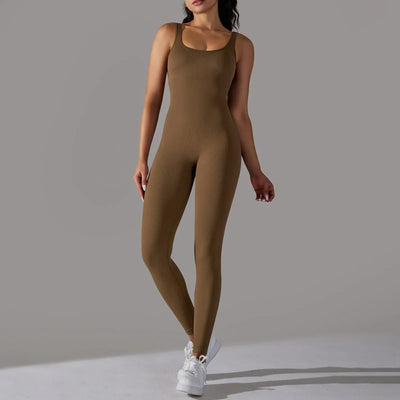 Women's Fitness seamless jumpsuit Solid Color Sports Jumpsuit Fitness Yoga Suit Jumpsuit Set Summer Ribbed Shapewear