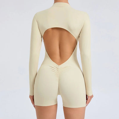 Women Gym Suits Women V Back Scrunch Whole Suit Push Up Sports Suit Women Fitness Suit with Zipper Training Clothes One-Piece