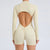 Women Gym Suits Women V Back Scrunch Whole Suit Push Up Sports Suit Women Fitness Suit with Zipper Training Clothes One-Piece