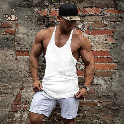 Gym Tank Top Men Bodybuilding Clothing Blank shirt Fitness Singlets Sleeveless Tanktops Cotton Muscle Stringer Vest Man