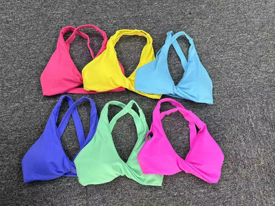 Sexy Sports Bra Women Seamless Halter Neck Strap Bra Open Back Yoga Top Bra Medium Support Gym Crop Top Mujer Underwear Girl